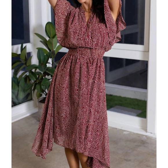 NEW BISHOP + YOUNG playing favorites sienna smocked dress in lotus lurex - Picture 1 of 2